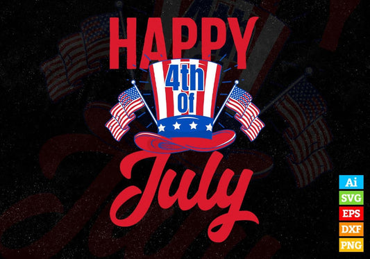 American Flag Happy 4th Of July Editable Vector T shirt Design In Svg Png Printable Files