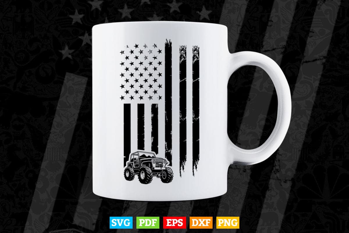 American Flag Monster Truck In Svg T shirt Design.