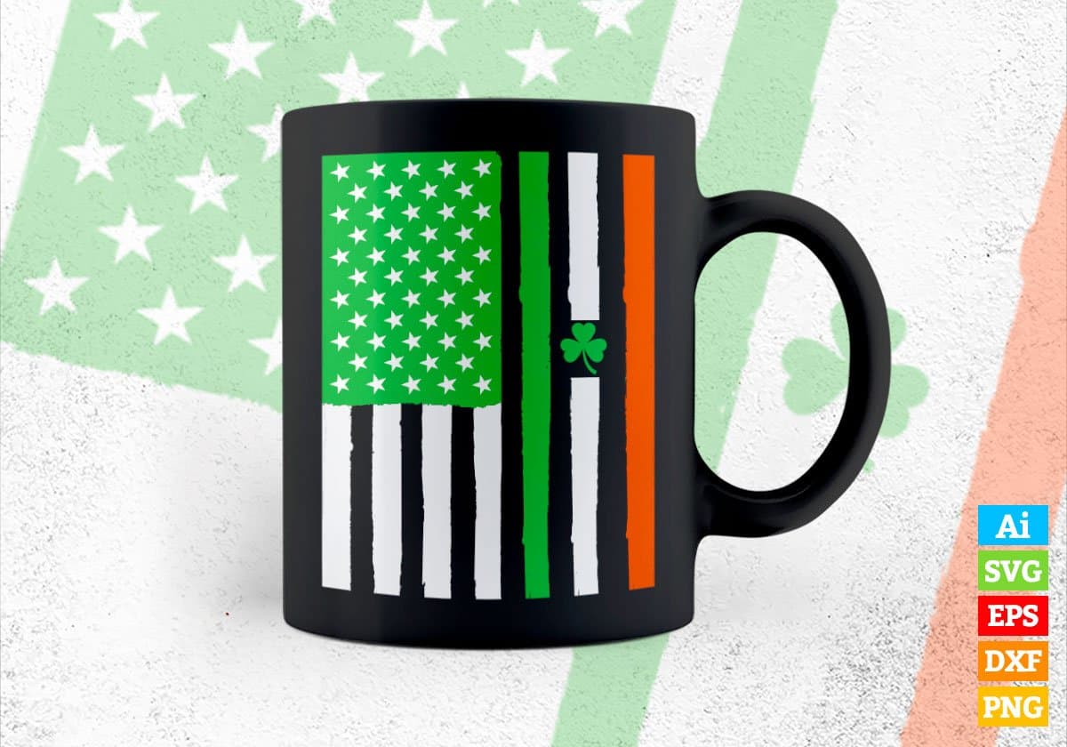 American Flag St Patrick's Day Editable Vector T-shirt Design in Ai Svg Png Files