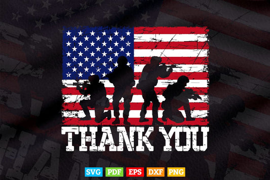 American Flag Thank you Proud Veteran 4th of July Svg T shirt Design.