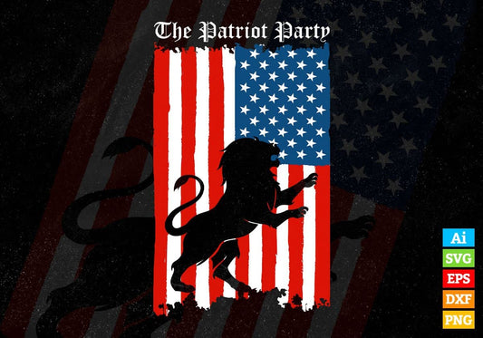 American Flag The Patriot Party 4th Of July Editable Vector T shirt Design In Svg Png Printable Files