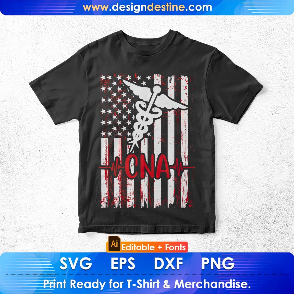 American Flag Tie Dye CNA Costume Nurse Day Nursing Editable T shirt Design In Ai Svg Files