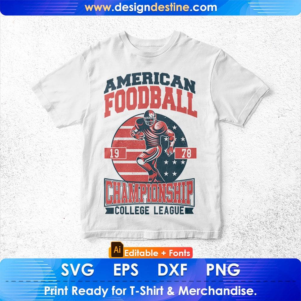 American Football Championship College League Editable T shirt Design Svg Cutting Printable Files
