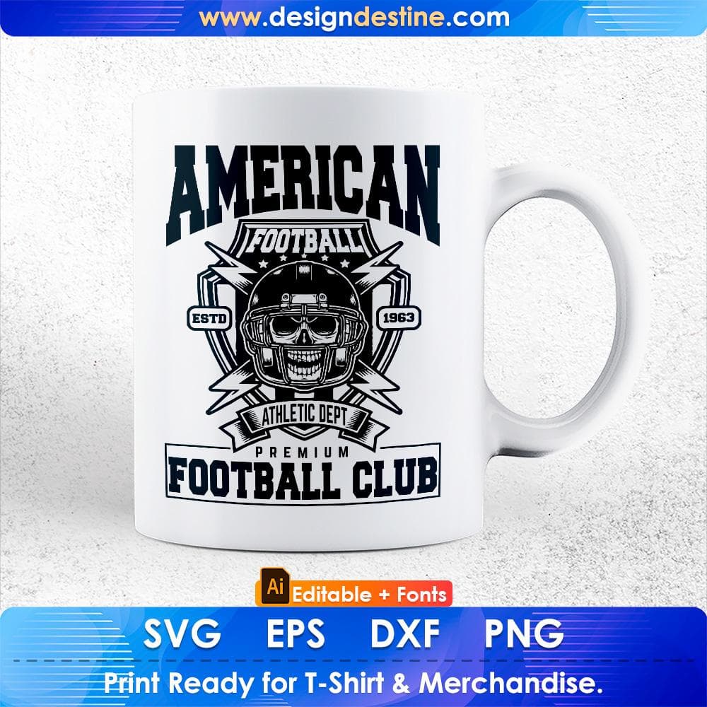 American Football Club Editable T shirt Design Svg Cutting Printable Files
