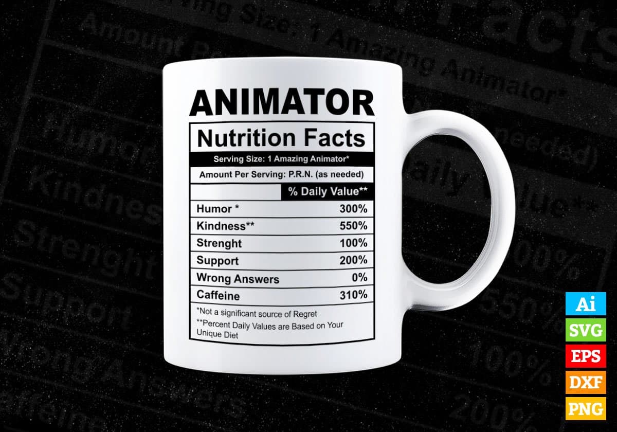 Animator Nutrition Facts Editable Vector T-shirt Design in Ai Svg Files