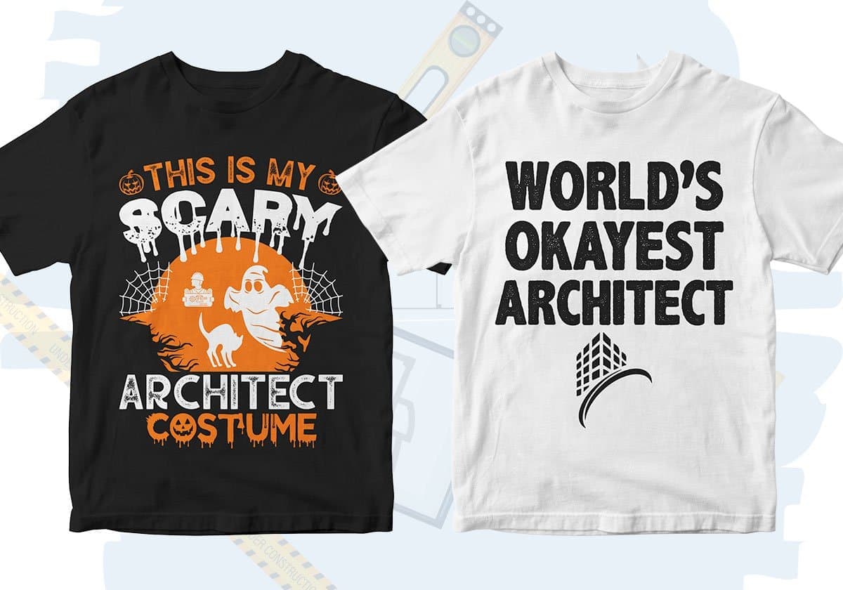 Architect 25 Editable T-shirt Designs Bundle
