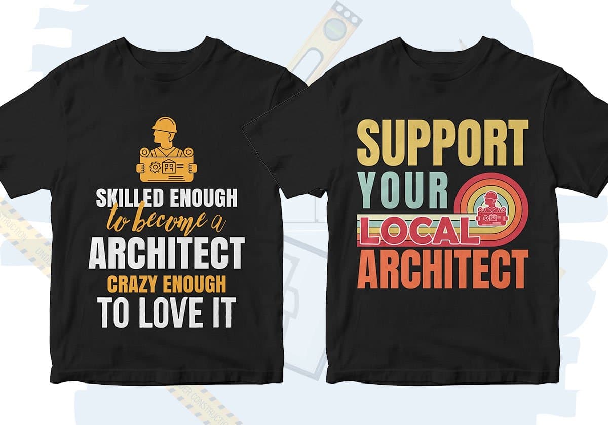 Architect 25 Editable T-shirt Designs Bundle