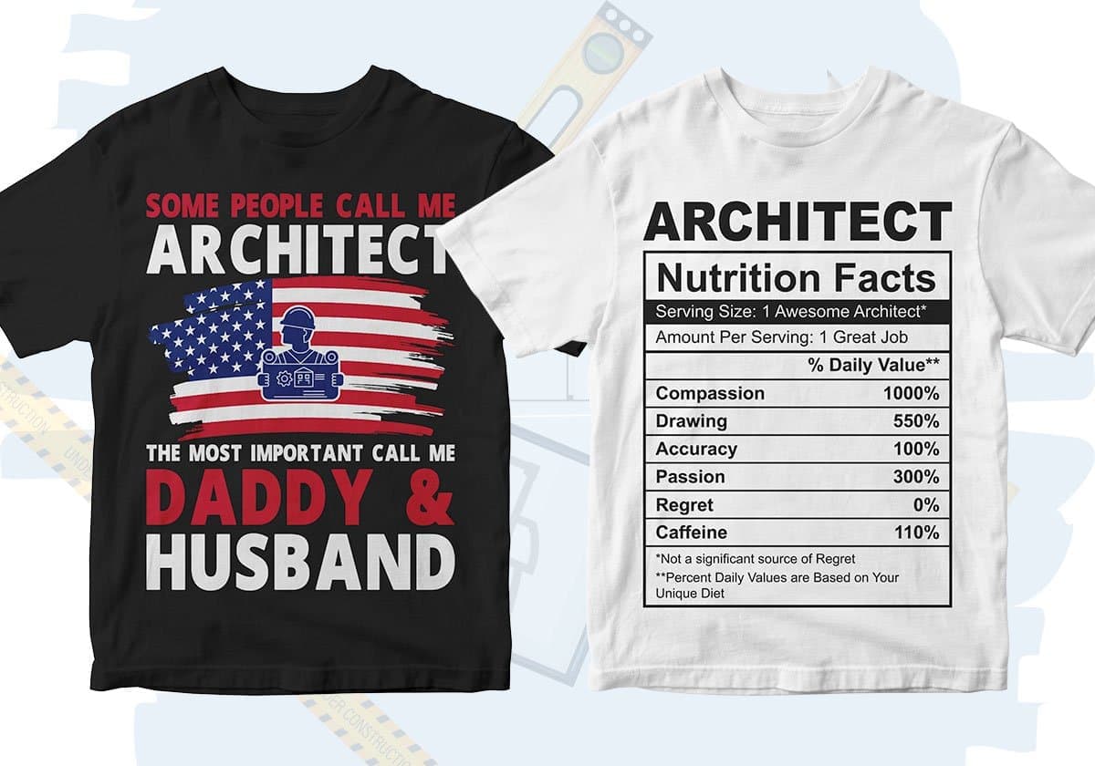 Architect 25 Editable T-shirt Designs Bundle