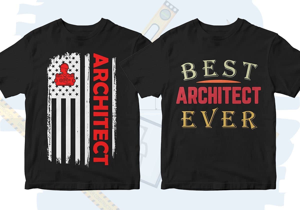 Architect 25 Editable T-shirt Designs Bundle