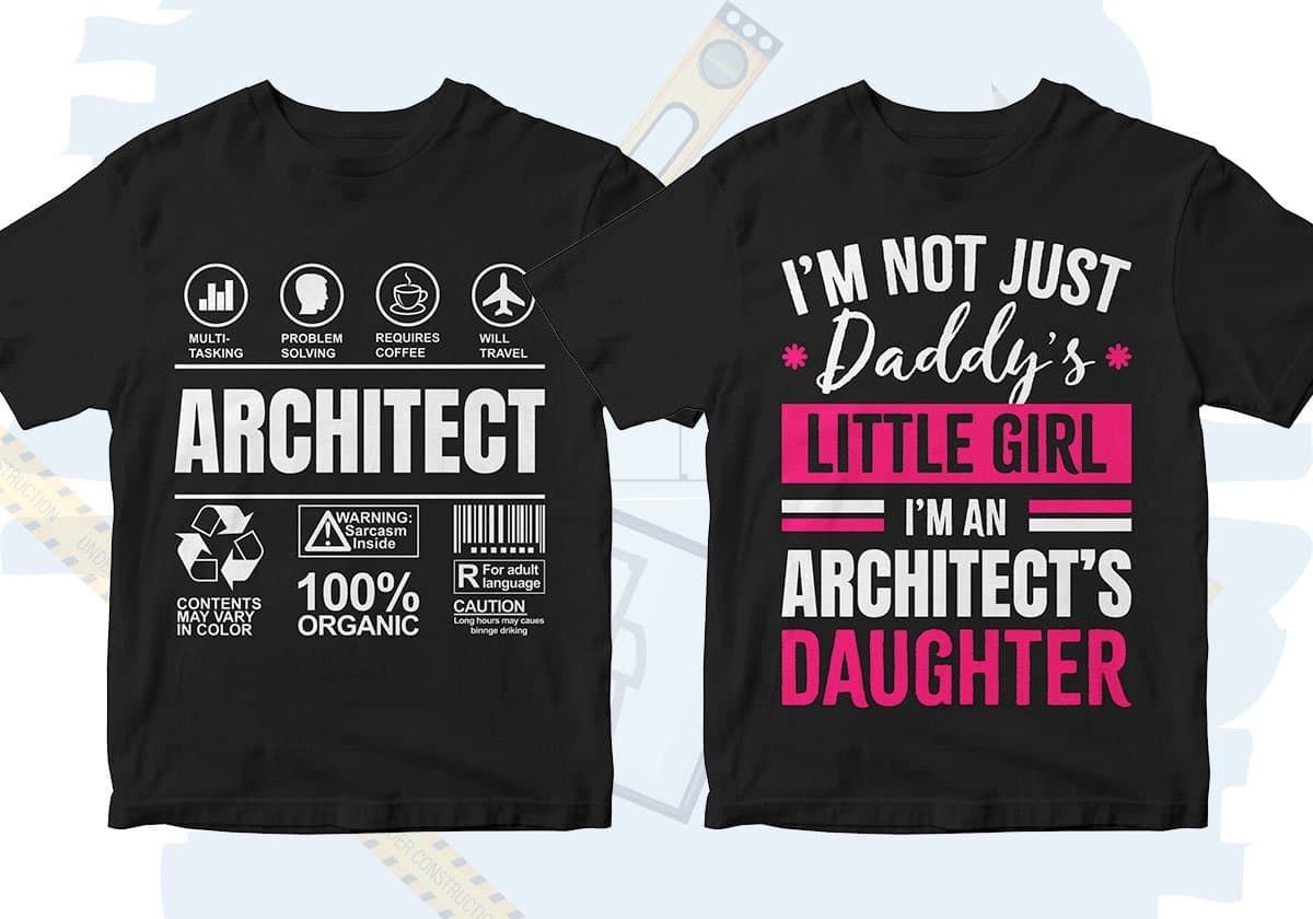 Architect 25 Editable T-shirt Designs Bundle