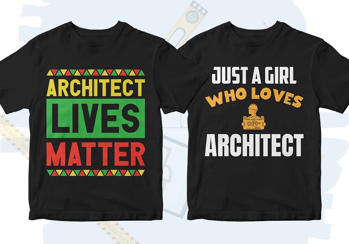 Architect 25 Editable T-shirt Designs Bundle