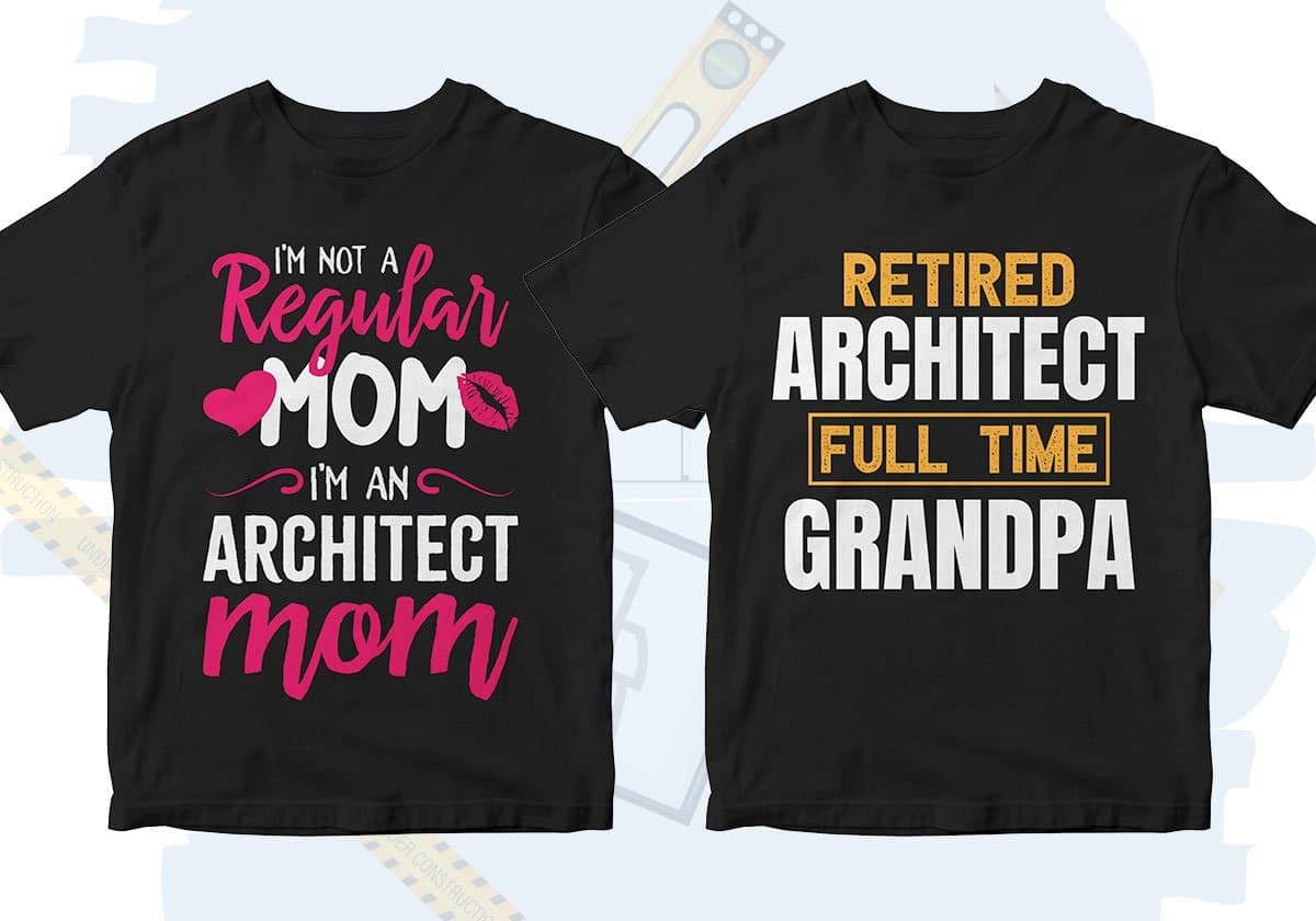 Architect 25 Editable T-shirt Designs Bundle