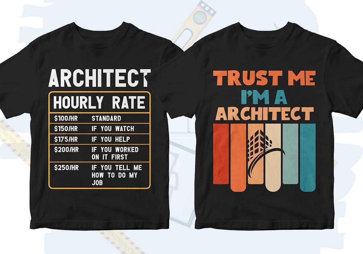 Architect 25 Editable T-shirt Designs Bundle