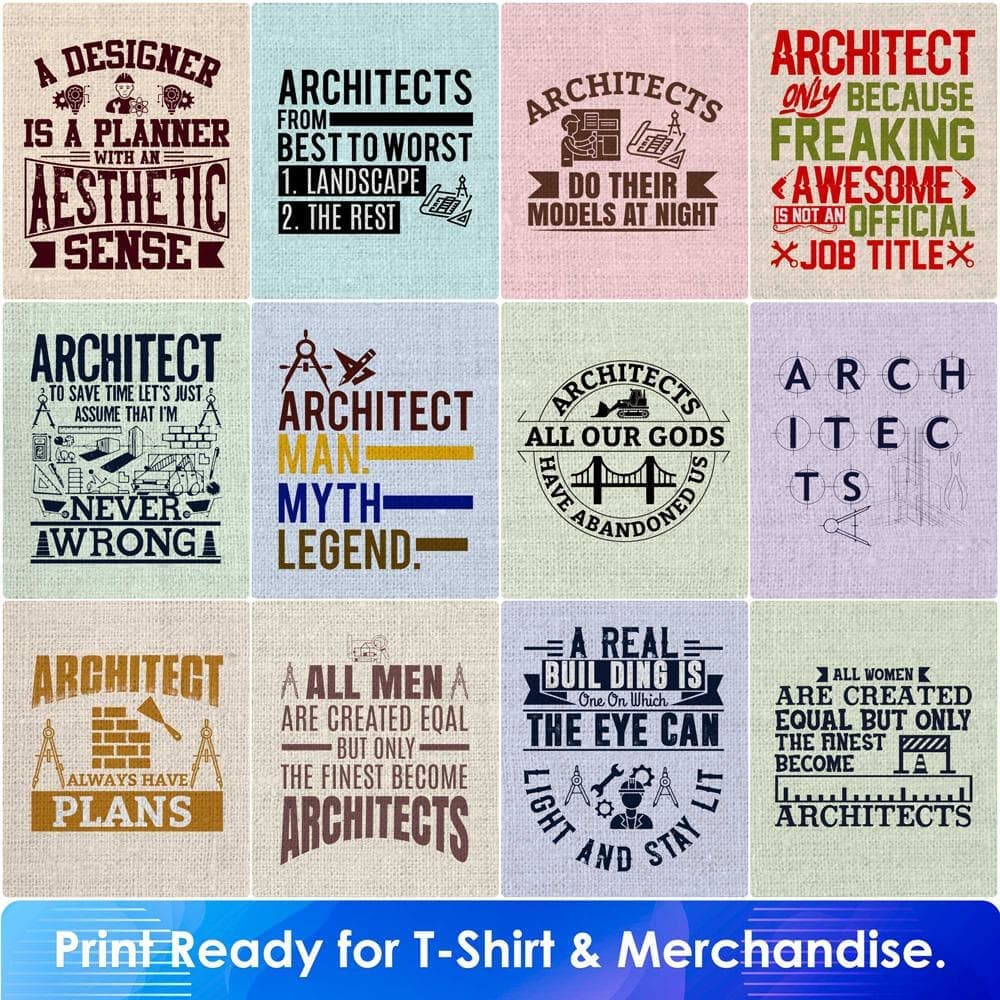 Architect 50 Editable T shirt Designs Bundle Part 1