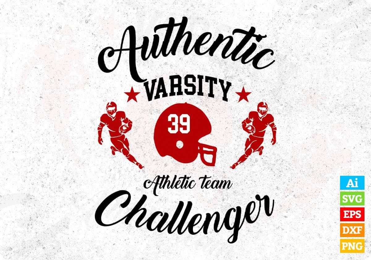 Authentic Varsity 39 Challenger American Football T shirt Design