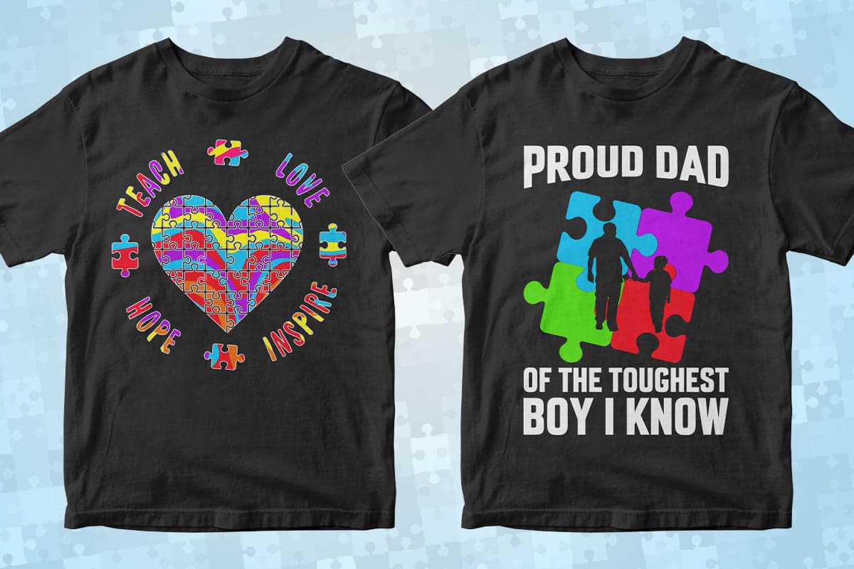 Autism 50 Editable T-Shirt Designs Bundle Part 2