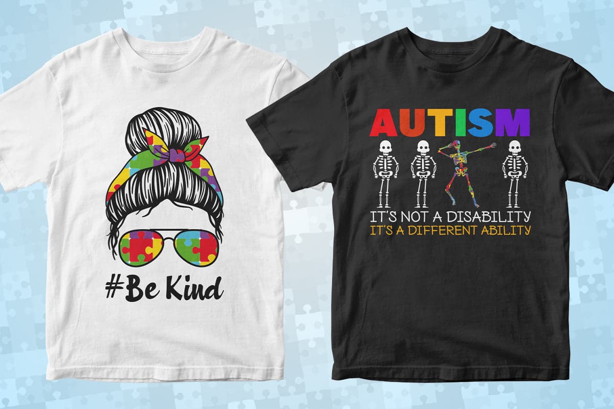 Autism 50 Editable T-Shirt Designs Bundle Part 2