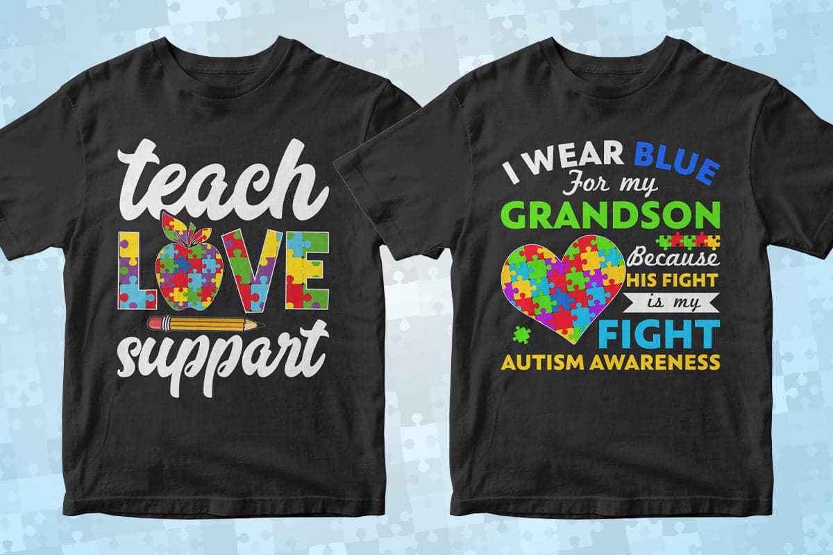 Autism 50 Editable T-Shirt Designs Bundle Part 2