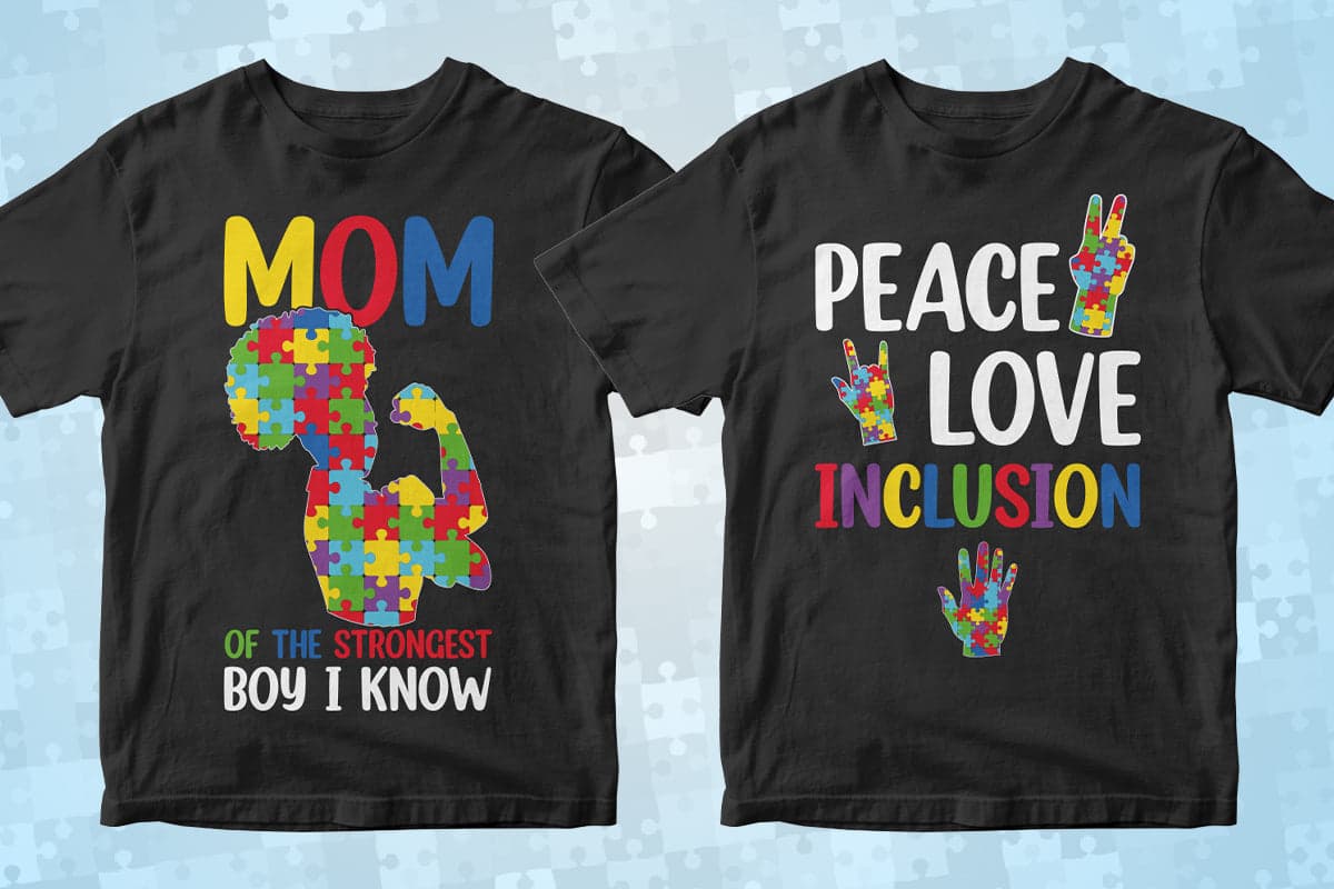 Autism 50 Editable T-Shirt Designs Bundle Part 2