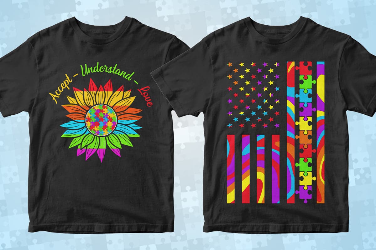 Autism 50 Editable T-Shirt Designs Bundle Part 2