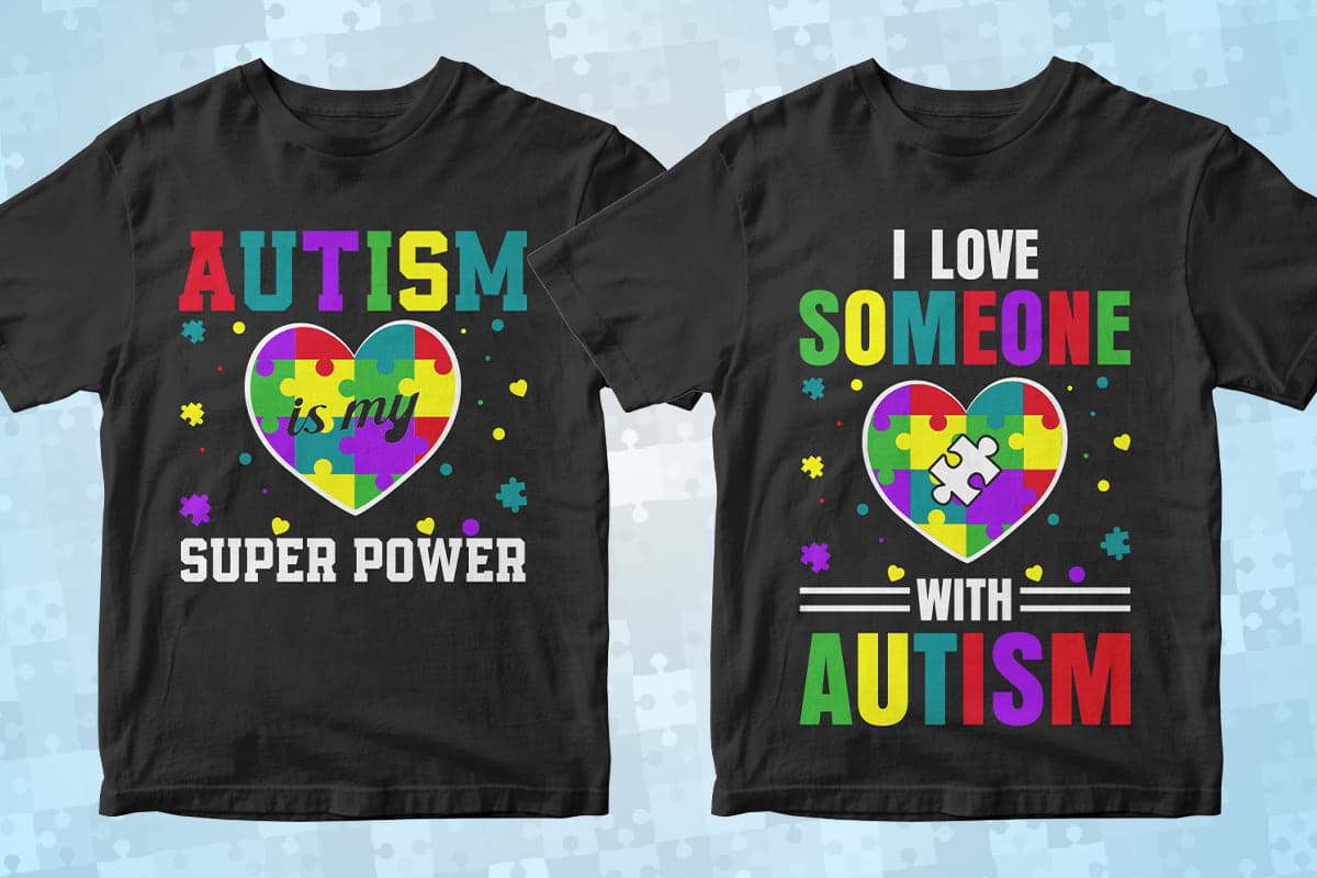 Autism 50 Editable T-Shirt Designs Bundle Part 2