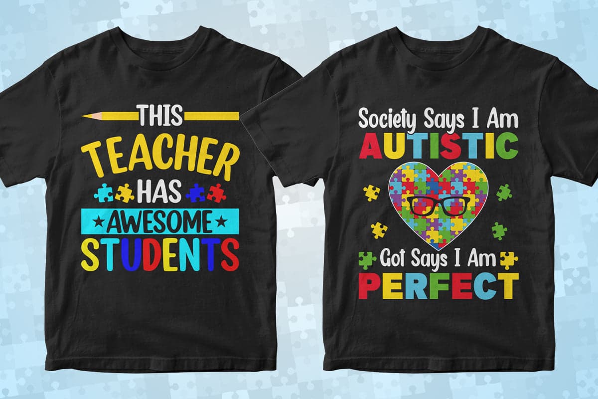 Autism 50 Editable T-Shirt Designs Bundle Part 2
