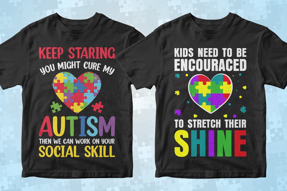 Autism 50 Editable T-Shirt Designs Bundle Part 2