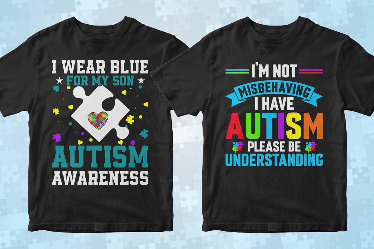 Autism 50 Editable T-Shirt Designs Bundle Part 2