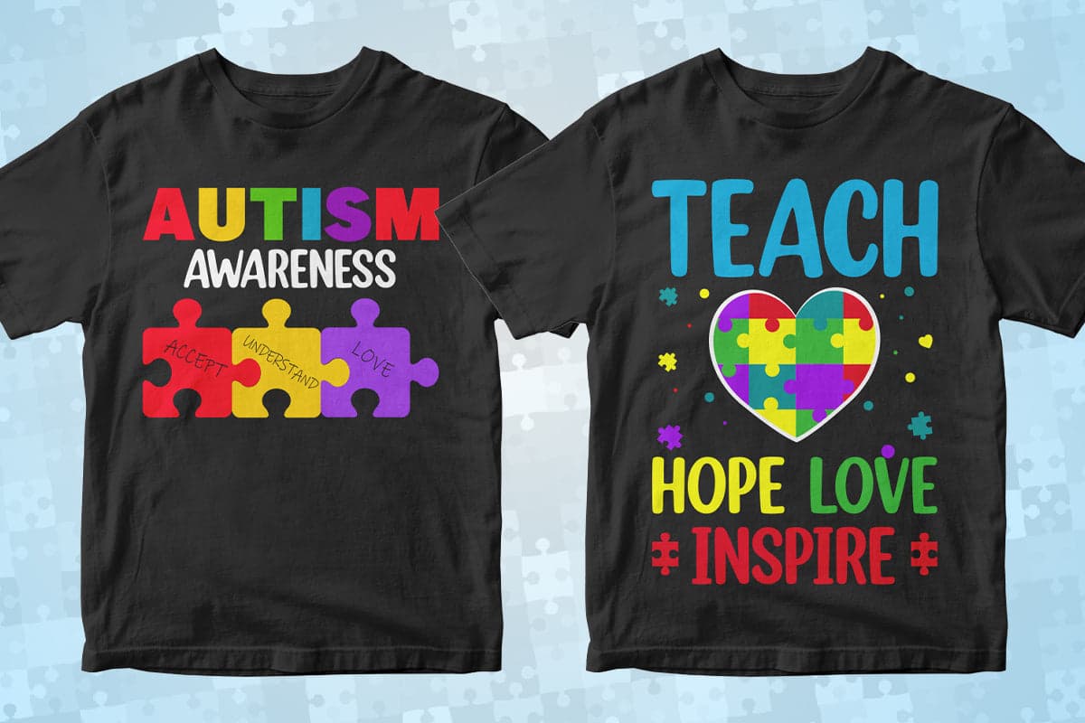 Autism 50 Editable T-Shirt Designs Bundle Part 2