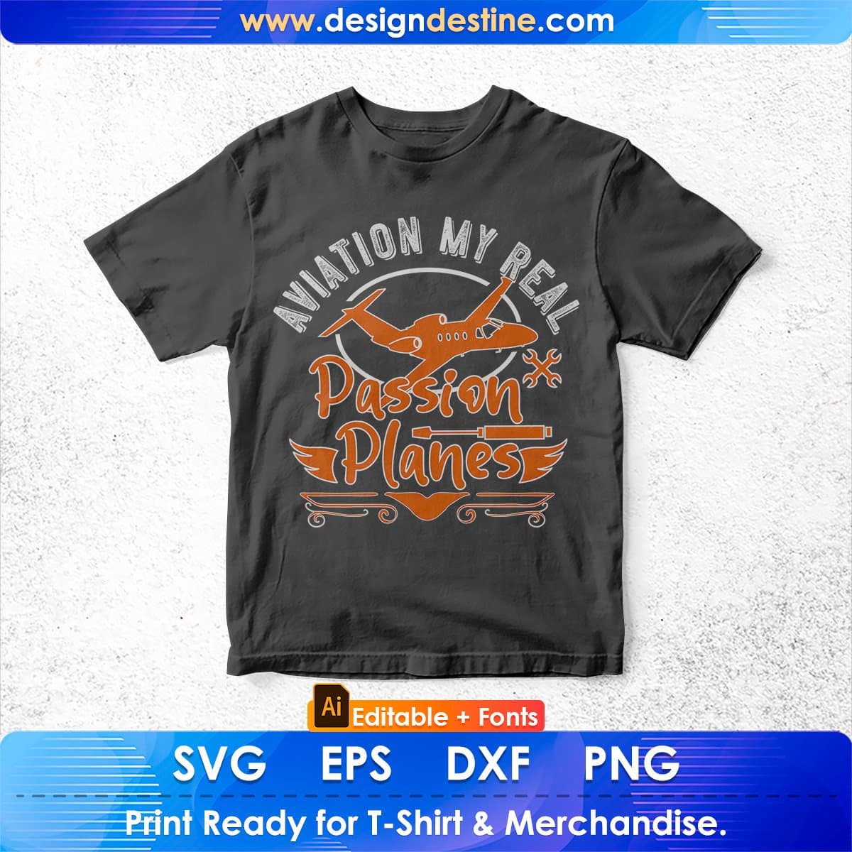 Aviation My Real Passion Planes Aviation Editable T shirt Design In Ai Svg Printable Files
