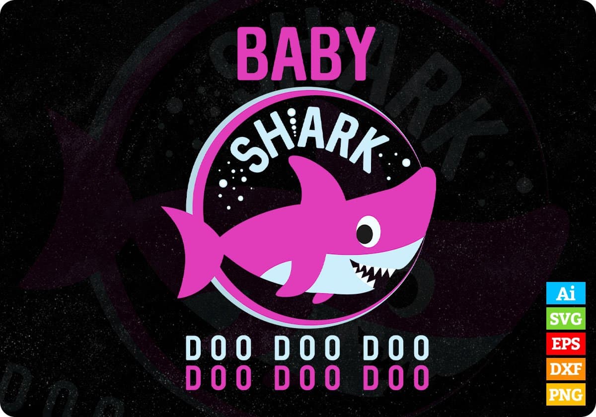 Baby Shark Girl T shirt Design In Png Svg Cutting Printable Files