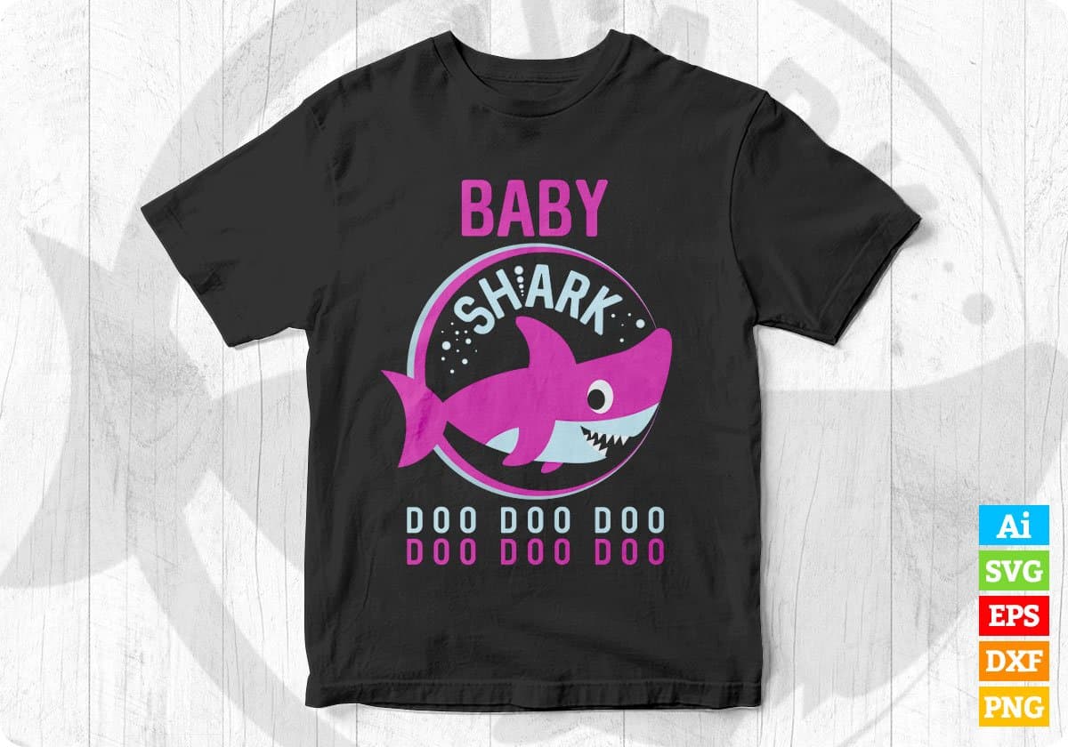 Baby Shark Girl T shirt Design In Png Svg Cutting Printable Files