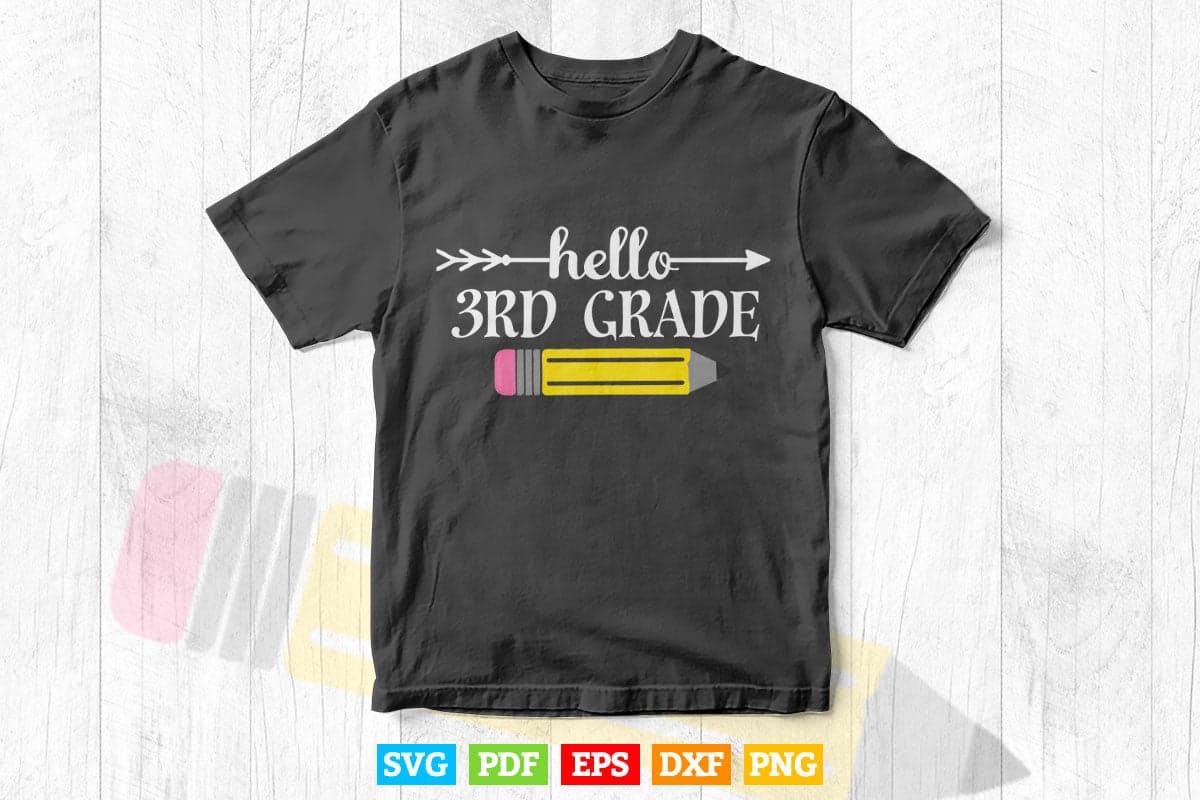 Back to School Hello 3rd Grade Vector T shirt Design Png Svg Files