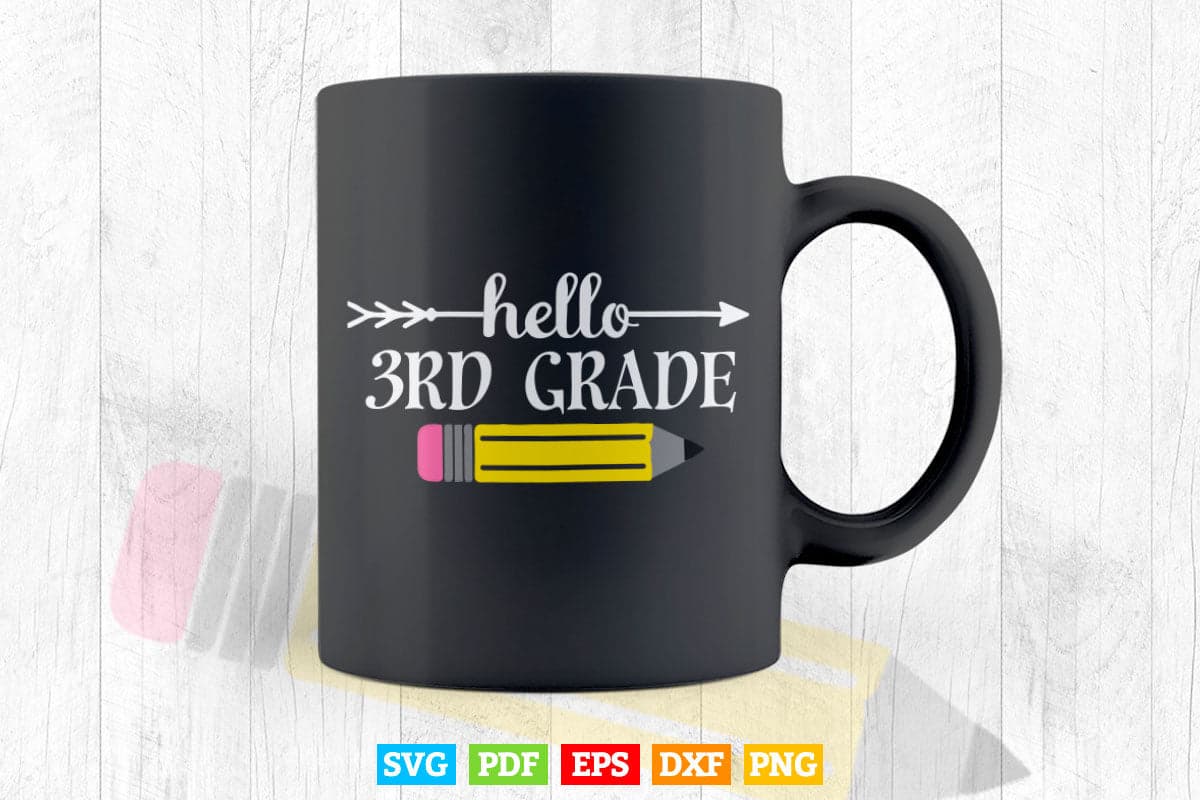Back to School Hello 3rd Grade Vector T shirt Design Png Svg Files