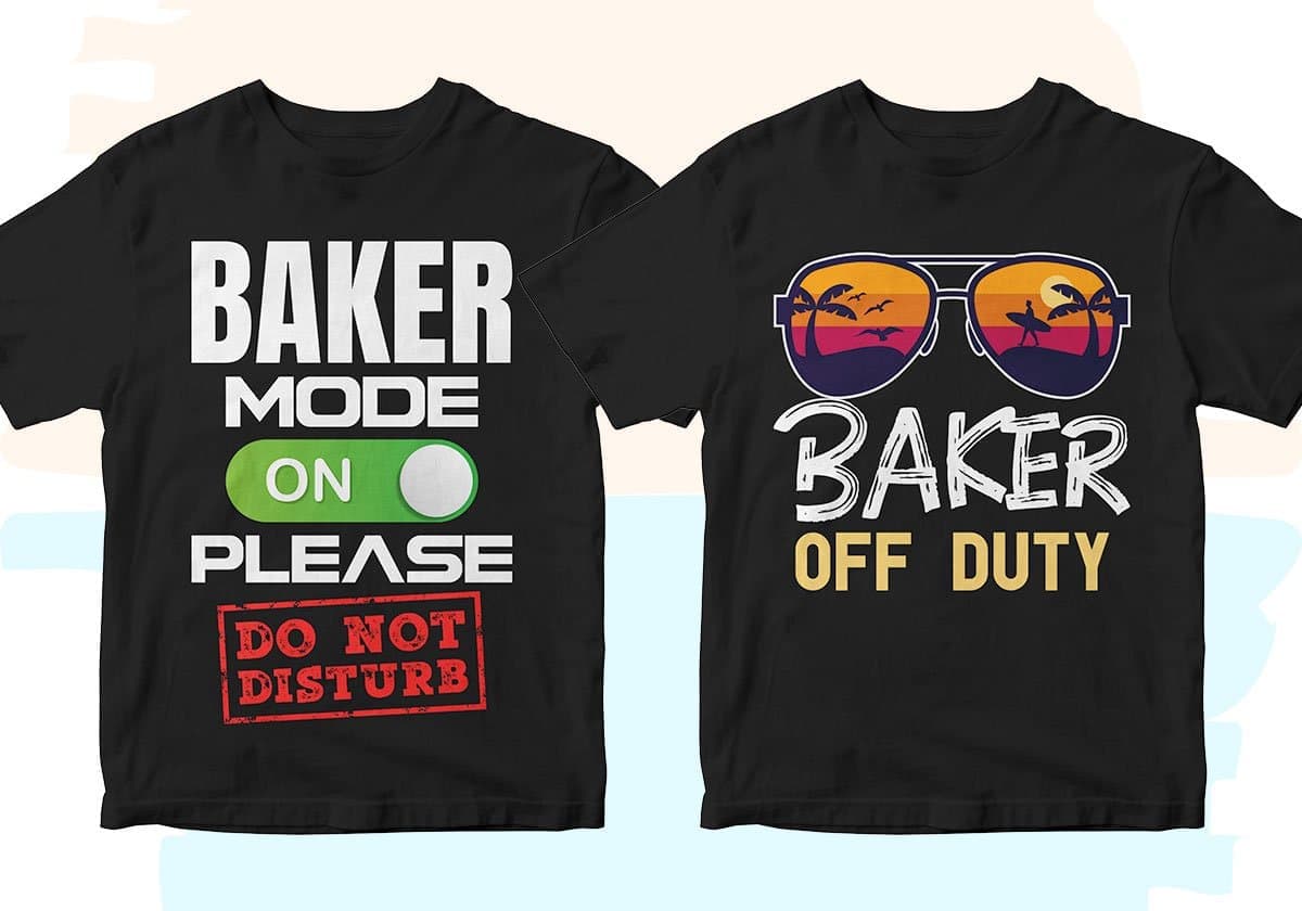 Baker 25 Editable T-shirt Designs Bundle