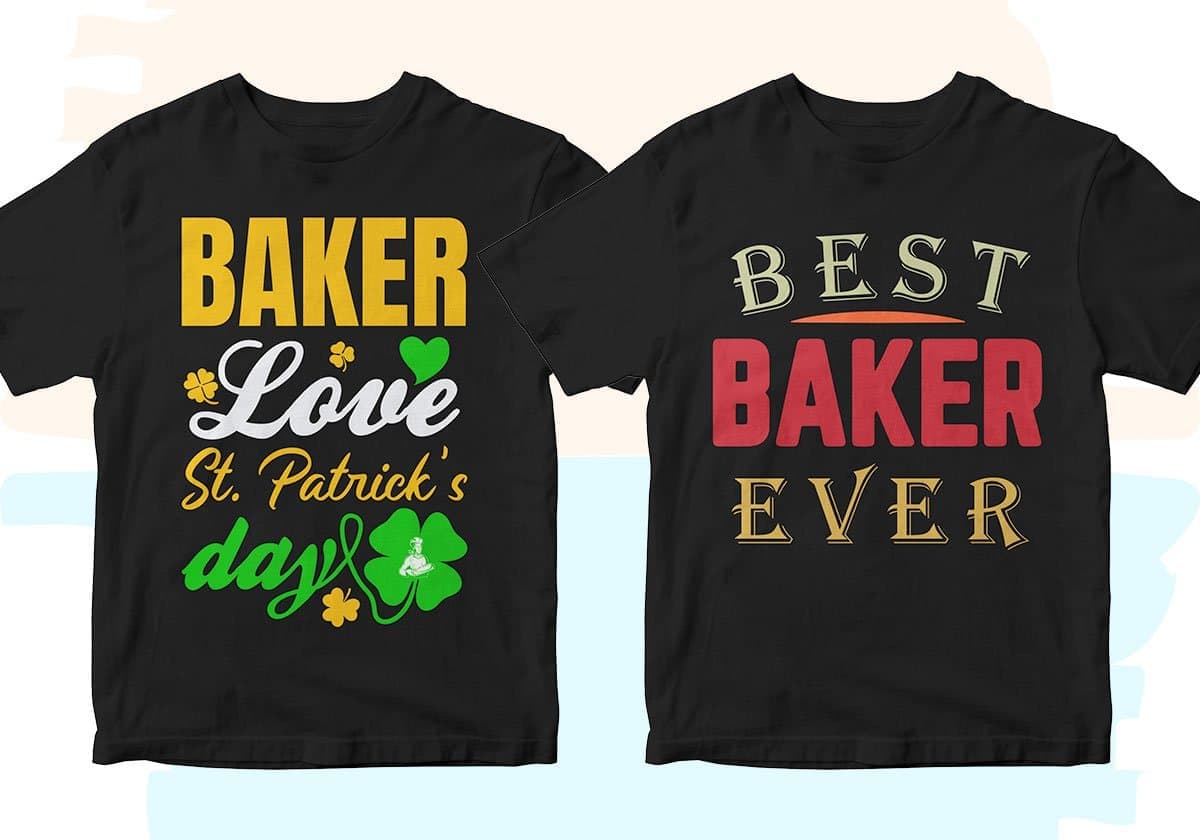 Baker 25 Editable T-shirt Designs Bundle