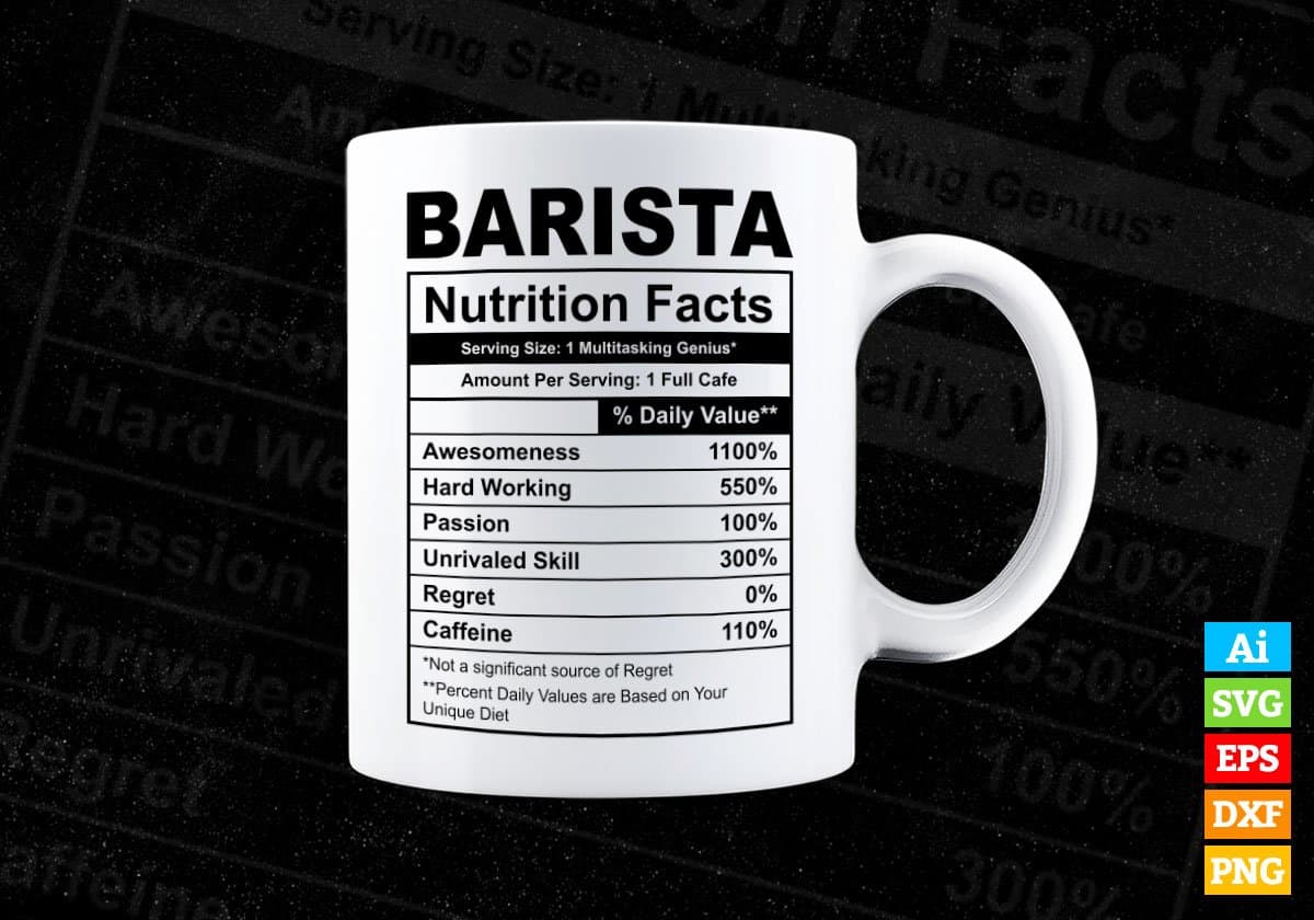 Barista Nutrition Facts Editable Vector T-shirt Design in Ai Svg Files