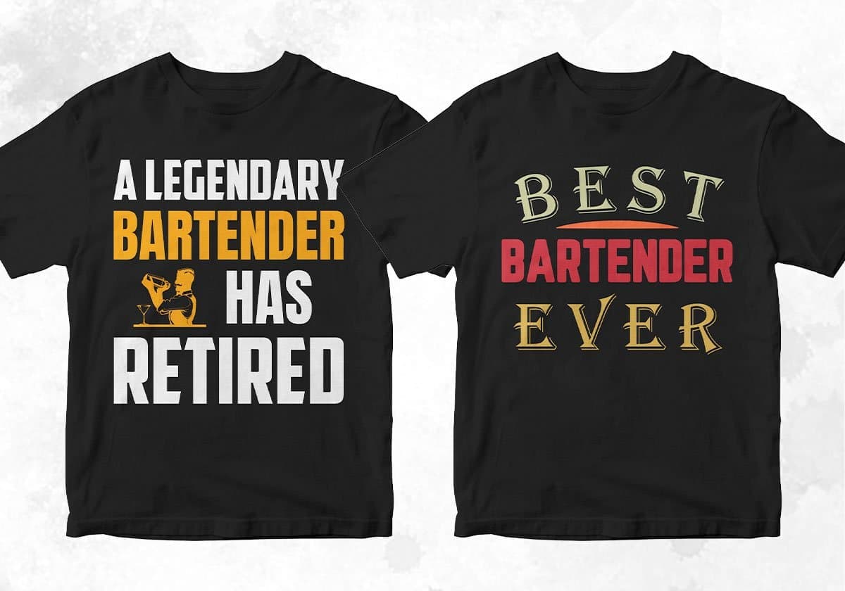 Bartender 25 Editable T-shirt Designs Bundle