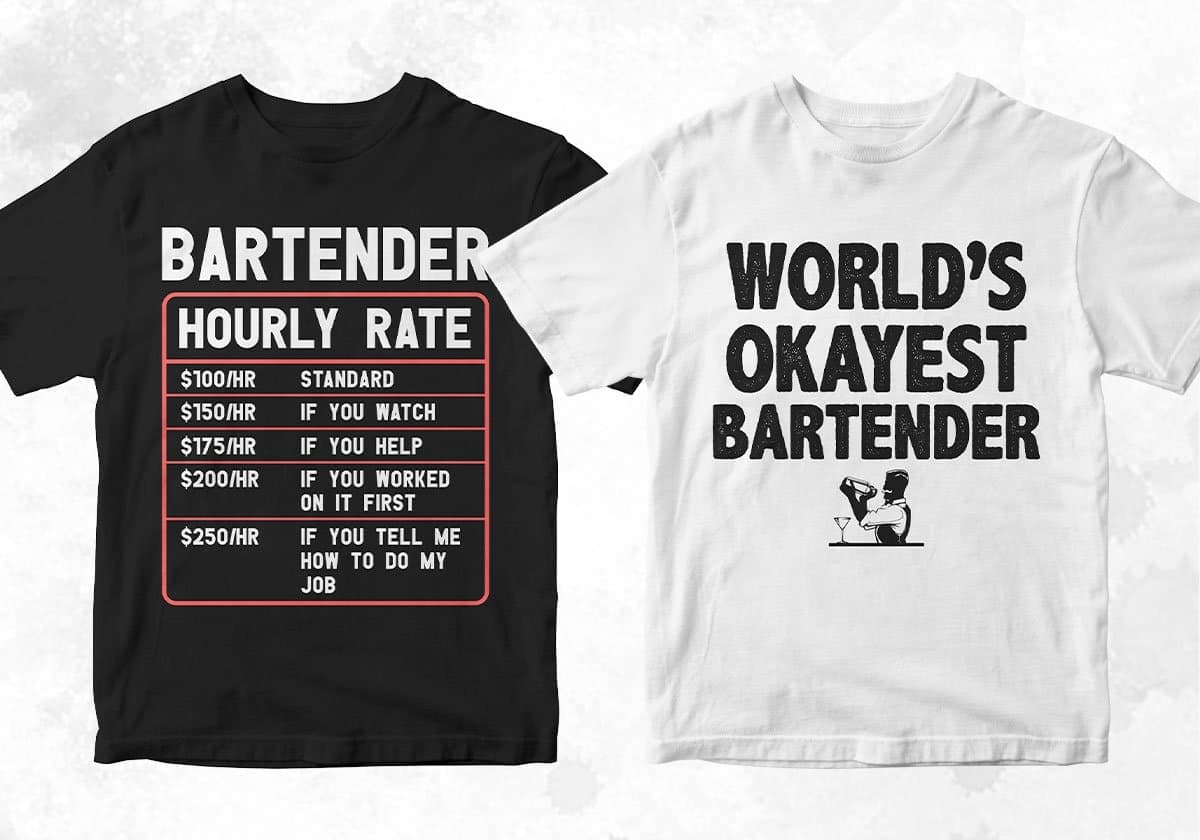 Bartender 25 Editable T-shirt Designs Bundle