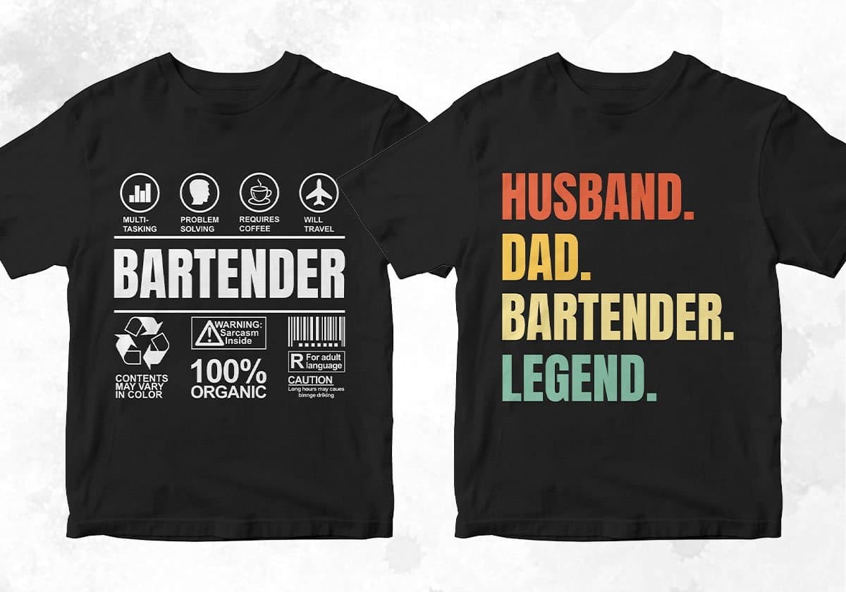 Bartender 25 Editable T-shirt Designs Bundle