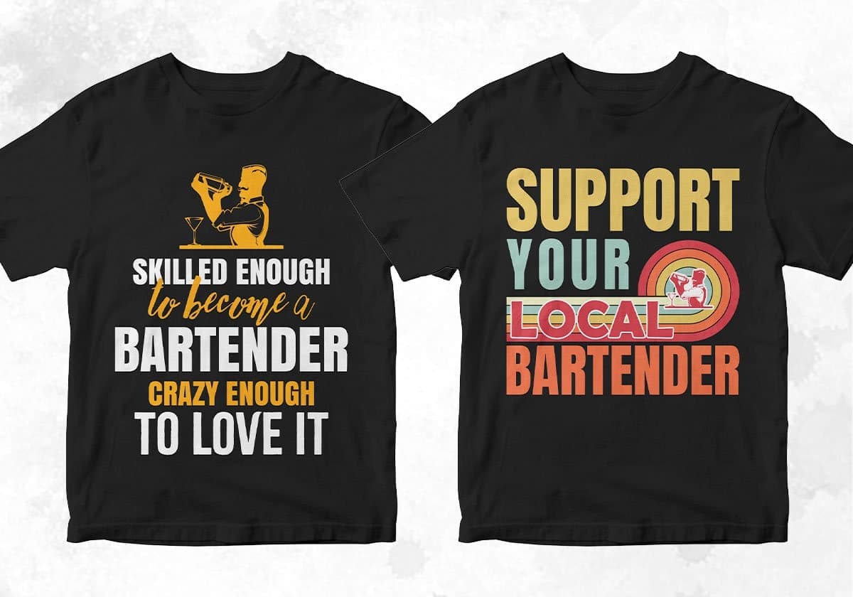 Bartender 25 Editable T-shirt Designs Bundle