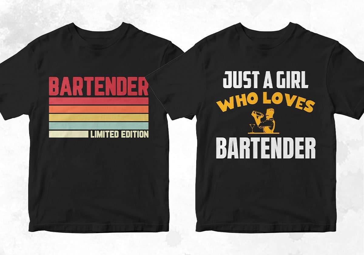 Bartender 25 Editable T-shirt Designs Bundle