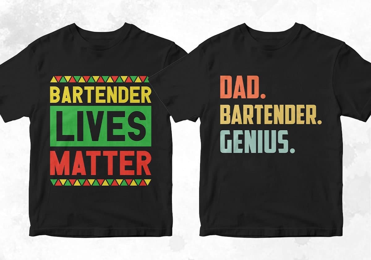 Bartender 25 Editable T-shirt Designs Bundle