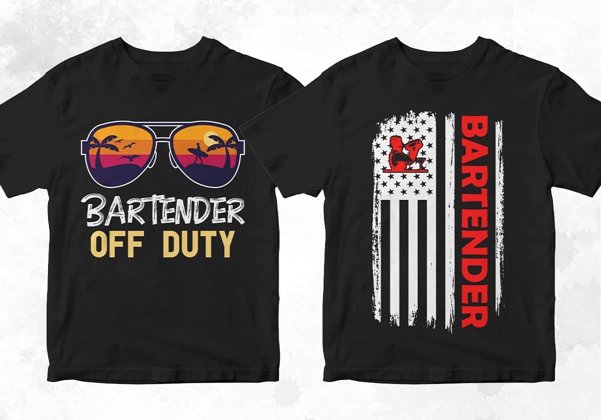 Bartender 25 Editable T-shirt Designs Bundle