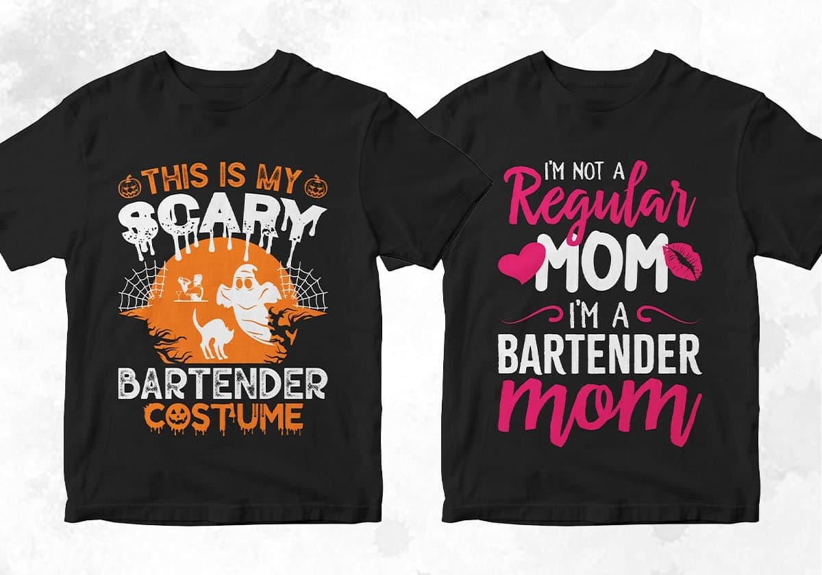Bartender 25 Editable T-shirt Designs Bundle