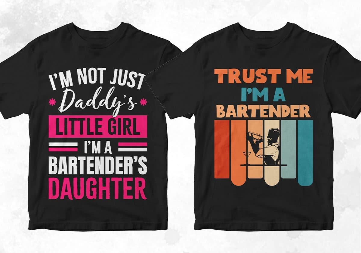 Bartender 25 Editable T-shirt Designs Bundle