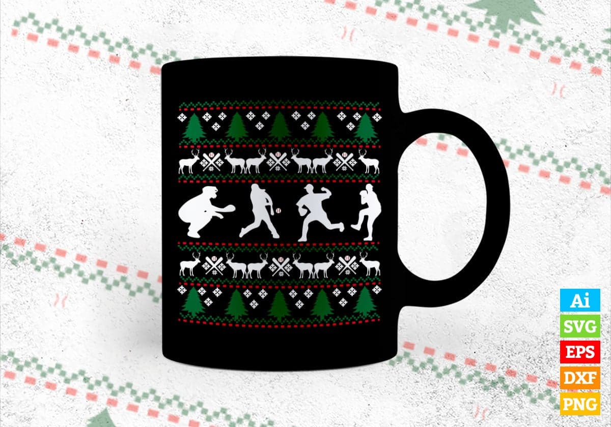 Baseball Ugly Christmas Vector T-shirt Design in Ai Svg Png Files