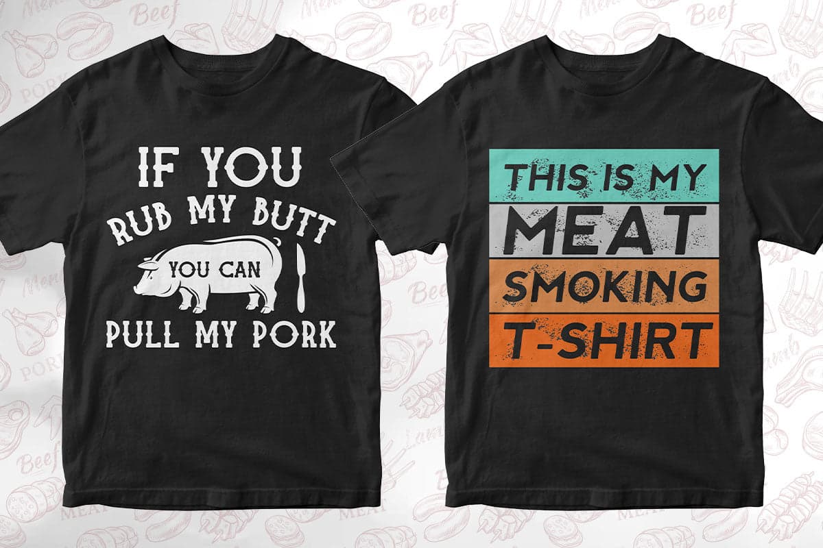 BBQ Grill 50 Editable T-shirt Designs Bundle Part 1