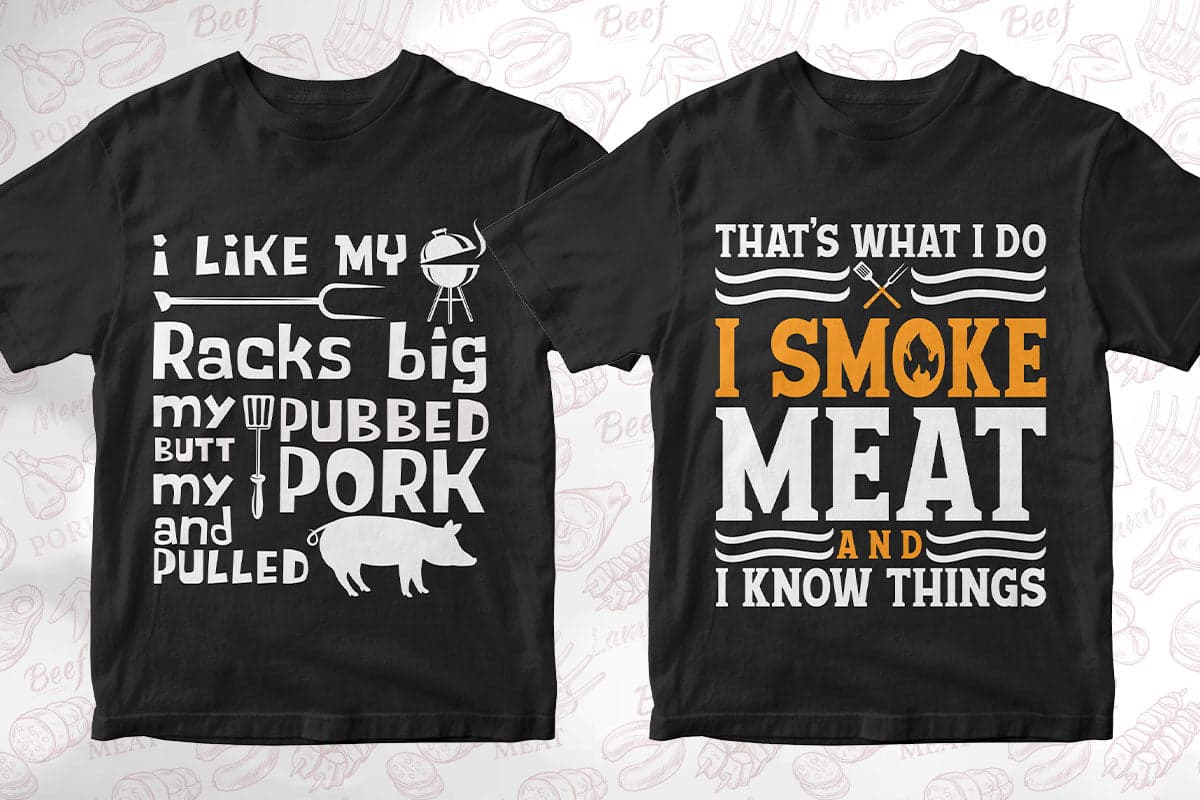 BBQ Grill 50 Editable T-shirt Designs Bundle Part 1