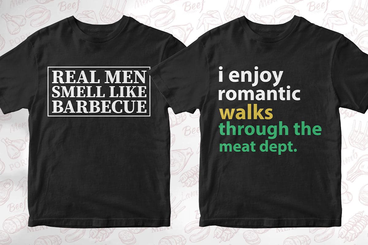 BBQ Grill 50 Editable T-shirt Designs Bundle Part 1